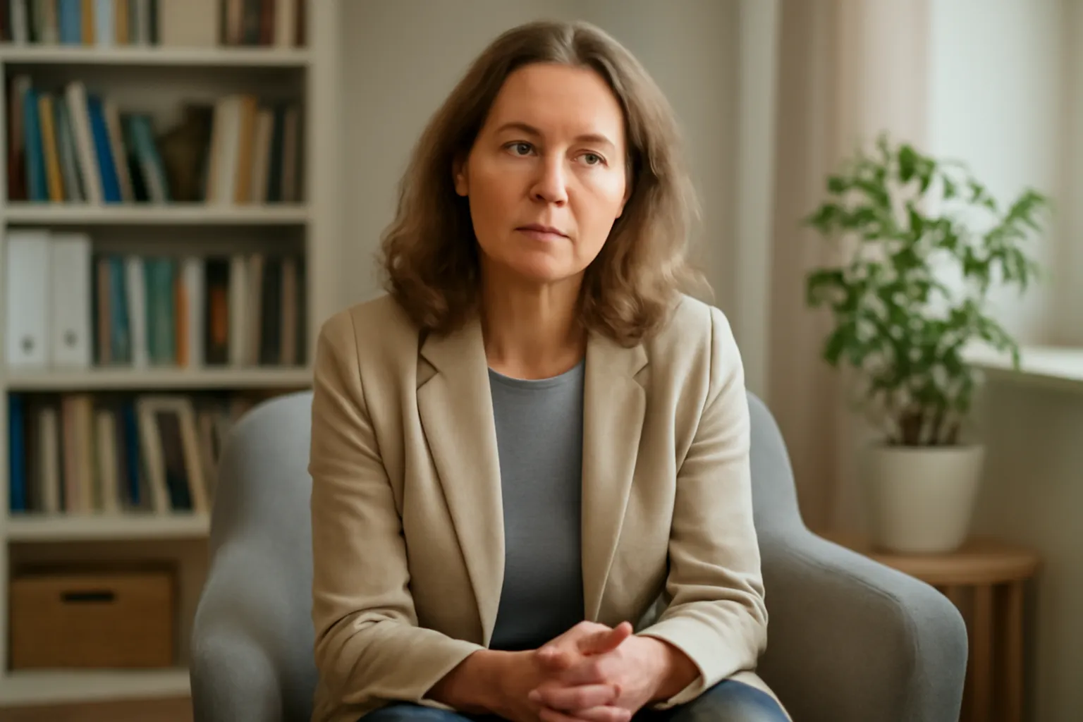 Dr Anna Volkova, psychologue clinicienne, dans son cabinet à Paris