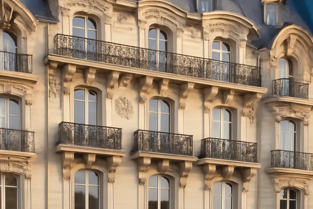 Façade Belle Époque d'un hôtel particulier parisien avec balcons en fer forgé