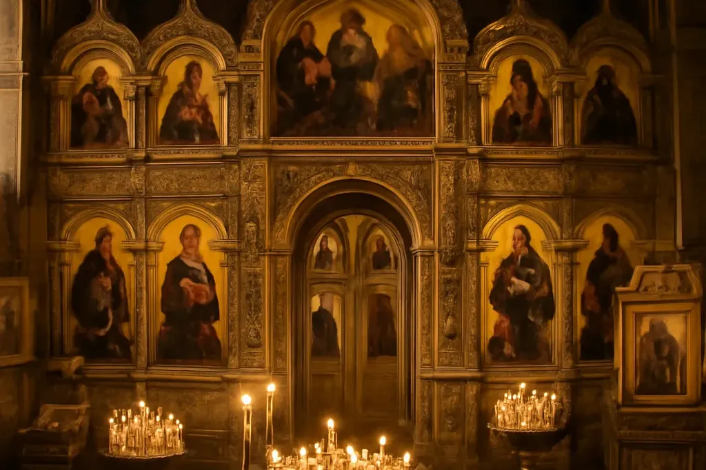 Détail architectural byzantino-russe d'une église orthodoxe de Paris