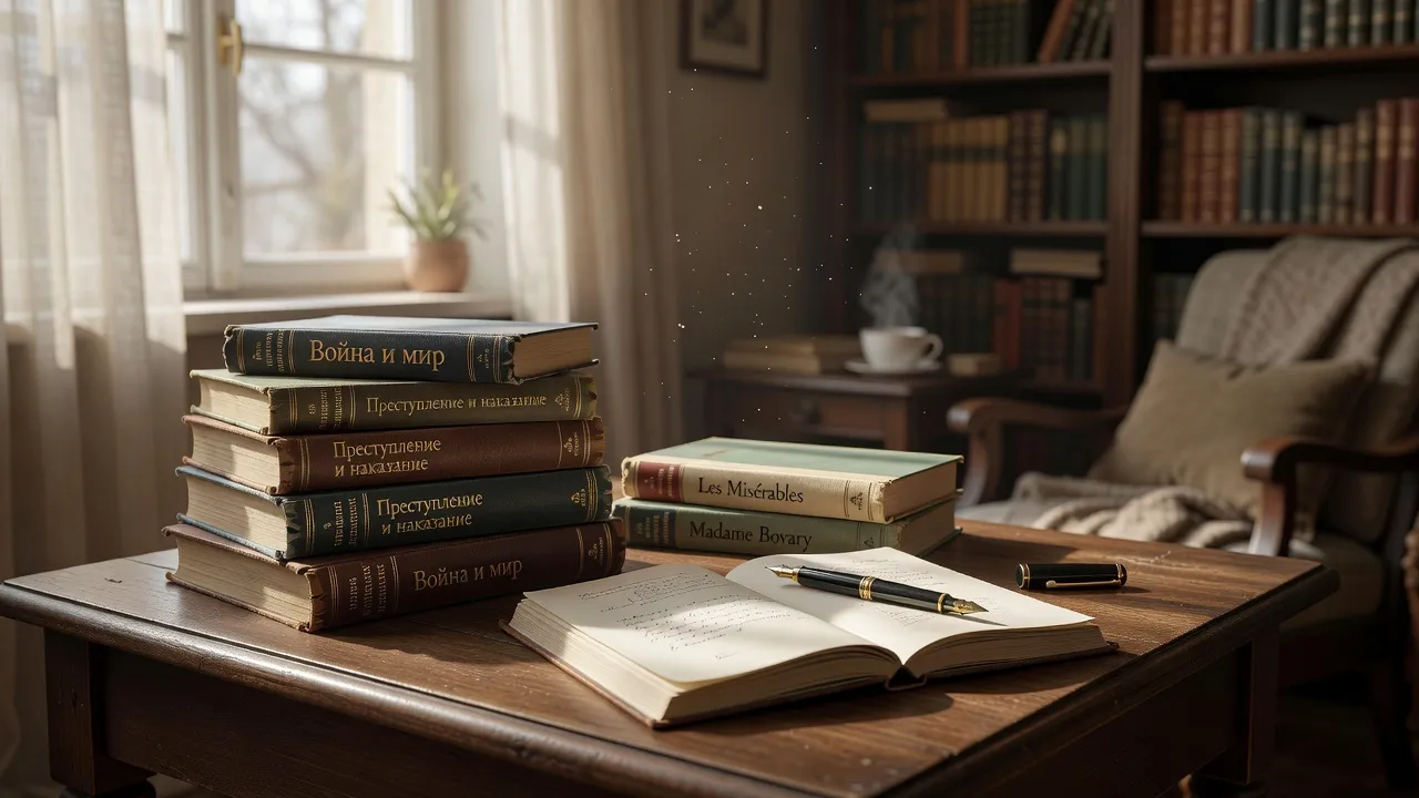 Livres russes et dictionnaires dans l'appartement-bureau d'Irina Volkonsky à Paris