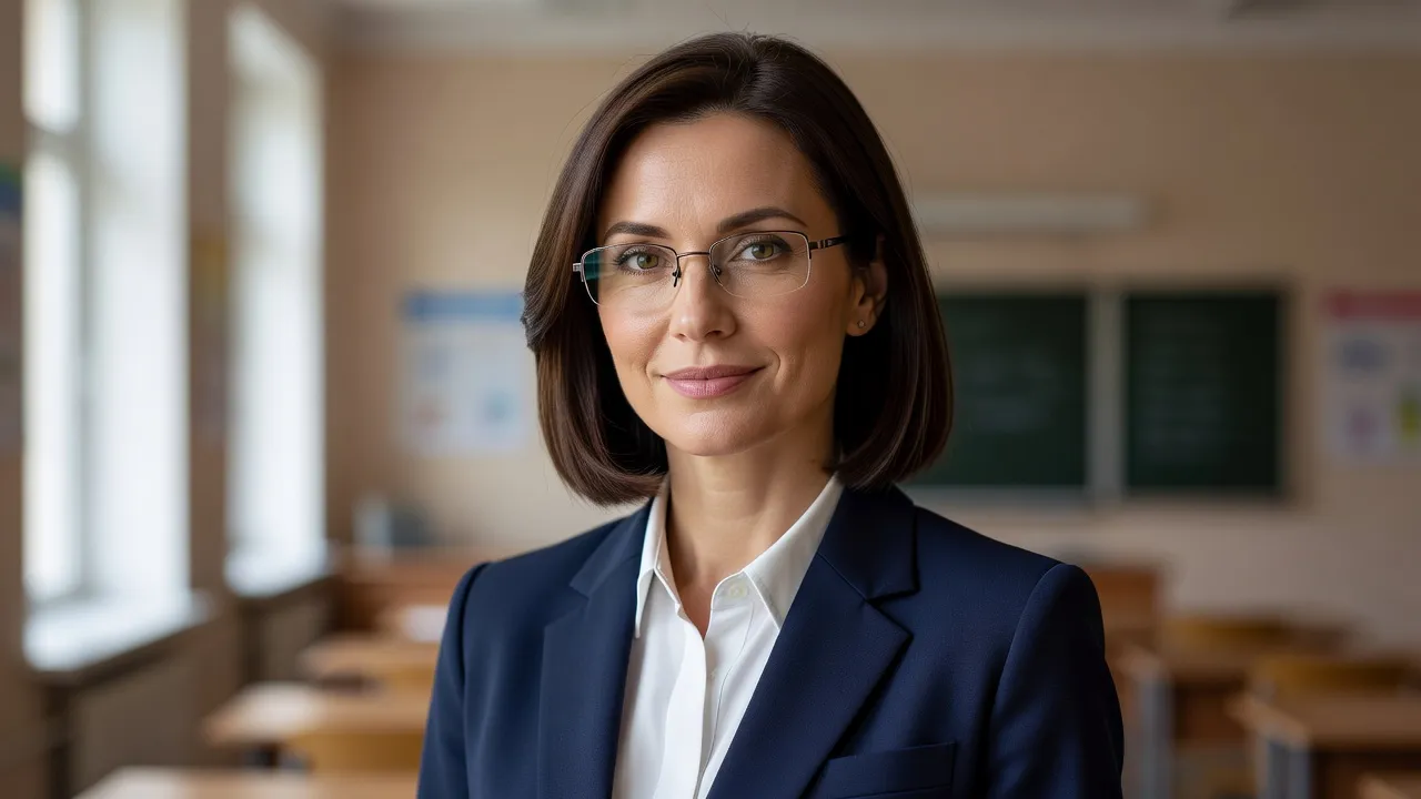 Portrait d'Irina Volkonsky, professeure de russe, dans sa salle de classe à Paris